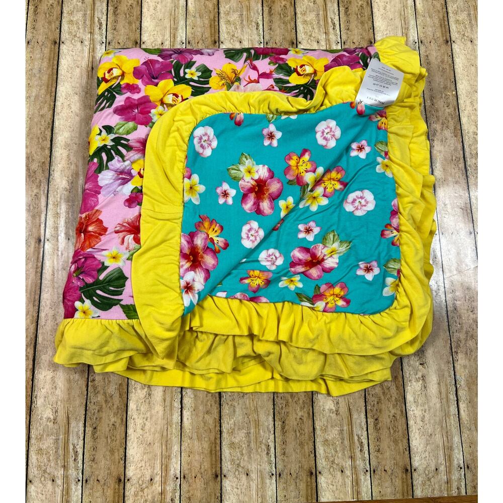 Posh Peanut Malana Luxe Patoo Bamboo Blanket Tropical Hibiscus 60x60